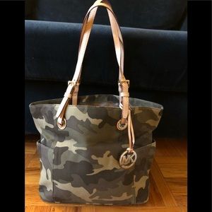 Authentic Michael Kors Camouflage Canvas Tote.